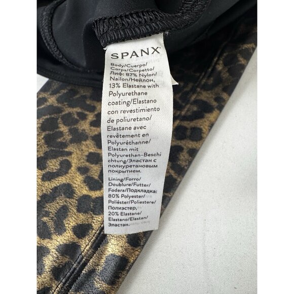 Spanx Leopard Print Metallic Leggings M Stretch High Rise Animal Sheen Mobwife - Picture 8 of 13